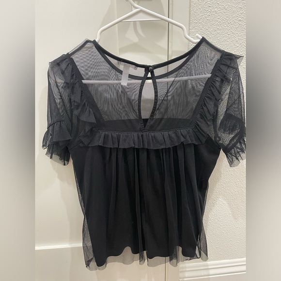 Leith Sheer Black Ruffle Blouse - Picture 5 of 5